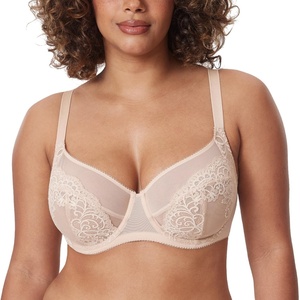 image:imageDELIMIRA Womens Lace Bra Plus Size Full Coverage Underwire Sexy Unlined BrasBeige