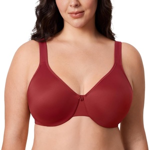 image:imageDELIMIRA Womens Minimizer Bra Plus Size Underwire Smooth Full Coverage Seamless BrasRed Revelry