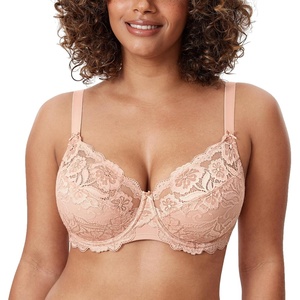 image:imageDELIMIRA Womens Plus Size Full Coverage Lace Underwire Unlined Bra Up to JBlush Beige