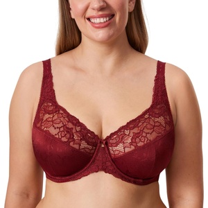 image:imageDELIMIRA Womens Plus Size Full Coverage Underwire Unlined Minimizer Lace BraAncora Red