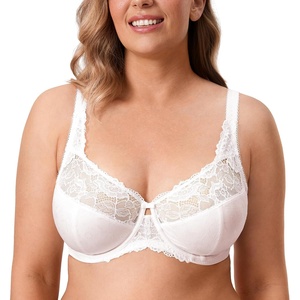 image:imageDELIMIRA Womens Plus Size Full Coverage Underwire Unlined Minimizer Lace BraCoconut White