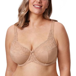 image:imageDELIMIRA Womens Plus Size Full Coverage Underwire Unlined Minimizer Lace BraNatural