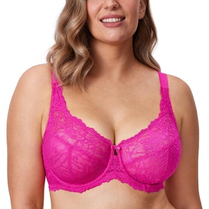 image:imageDELIMIRA Womens Plus Size Minimizer Bras Full Coverage Lace Unlined Underwire Bra BK CupsGlitter Pink