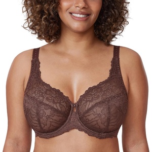 image:imageDELIMIRA Womens Plus Size Minimizer Bras Full Coverage Lace Unlined Underwire Bra BK CupsTaupe