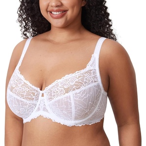 image:imageDELIMIRA Womens Plus Size Minimizer Bras Full Coverage Lace Unlined Underwire Bra BK CupsWhite