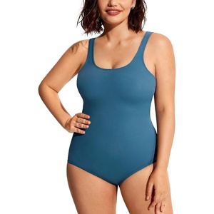image:imageDELIMIRA Womens Plus Size Swimsuit One Piece Bathing Suit Backless Basic Modest SwimwearPetrol Blue