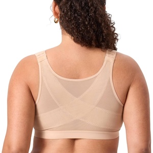 image:imageDELIMIRA Womens Posture Bra Front Closure Lightly Padded Plus Size Wireless Full Coverage No Underwire BrasBeige