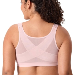 image:imageDELIMIRA Womens Posture Bra Front Closure Lightly Padded Plus Size Wireless Full Coverage No Underwire BrasGentle Rose