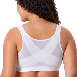 image:imageDELIMIRA Womens Posture Bra Front Closure Lightly Padded Plus Size Wireless Full Coverage No Underwire BrasWhite
