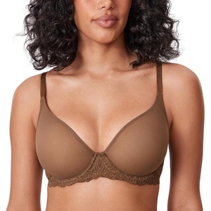 image:imageDELIMIRA Womens Sheer Mesh Bra See Through Plus Size Sexy Full Coverage Underwire Unlined BrasSandalwood Brown