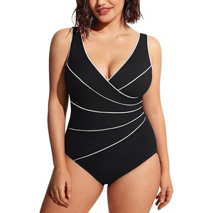 image:imageDELIMIRA Womens Slimming Swimwear One Piece Piped Swimsuit Plus Size Bathing SuitBlack