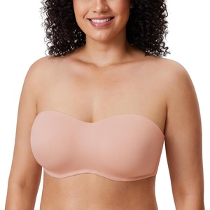 image:imageDELIMIRA Womens Strapless Bra Minimizer Seamless Underwire Unlined Bandeau for Big BustBlush Beige