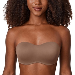 image:imageDELIMIRA Womens Strapless Bra Minimizer Seamless Underwire Unlined Bandeau for Big BustBrown Purple