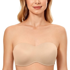 image:imageDELIMIRA Womens Strapless Bra Minimizer Seamless Underwire Unlined Bandeau for Big BustCashew