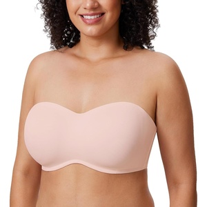 image:imageDELIMIRA Womens Strapless Bra Minimizer Seamless Underwire Unlined Bandeau for Big BustGentle Rose