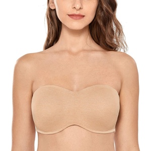 image:imageDELIMIRA Womens Strapless Bra Minimizer Seamless Underwire Unlined Bandeau for Big BustOatmeal Heather