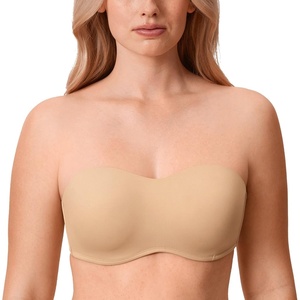 image:imageDELIMIRA Womens Strapless Bra Minimizer Seamless Underwire Unlined Bandeau for Big BustWarm Beige