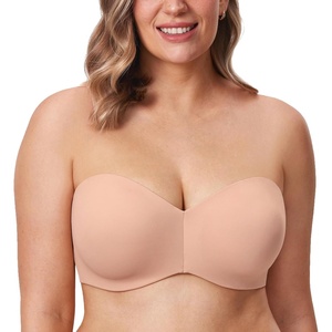 image:imageDELIMIRA Womens Strapless Bra Unlined Underwire Minimizer Plus Size SupportBlush Beige