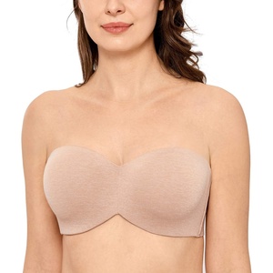 image:imageDELIMIRA Womens Strapless Bra Unlined Underwire Minimizer Plus Size SupportOatmeal Heather