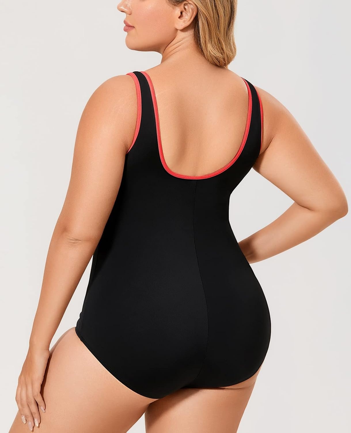 image:imageDELIMIRA Womens One Piece Bathing Suit Plus Size Swimsuit Tummy Control Front Zipper SwimwearMulti Color 36