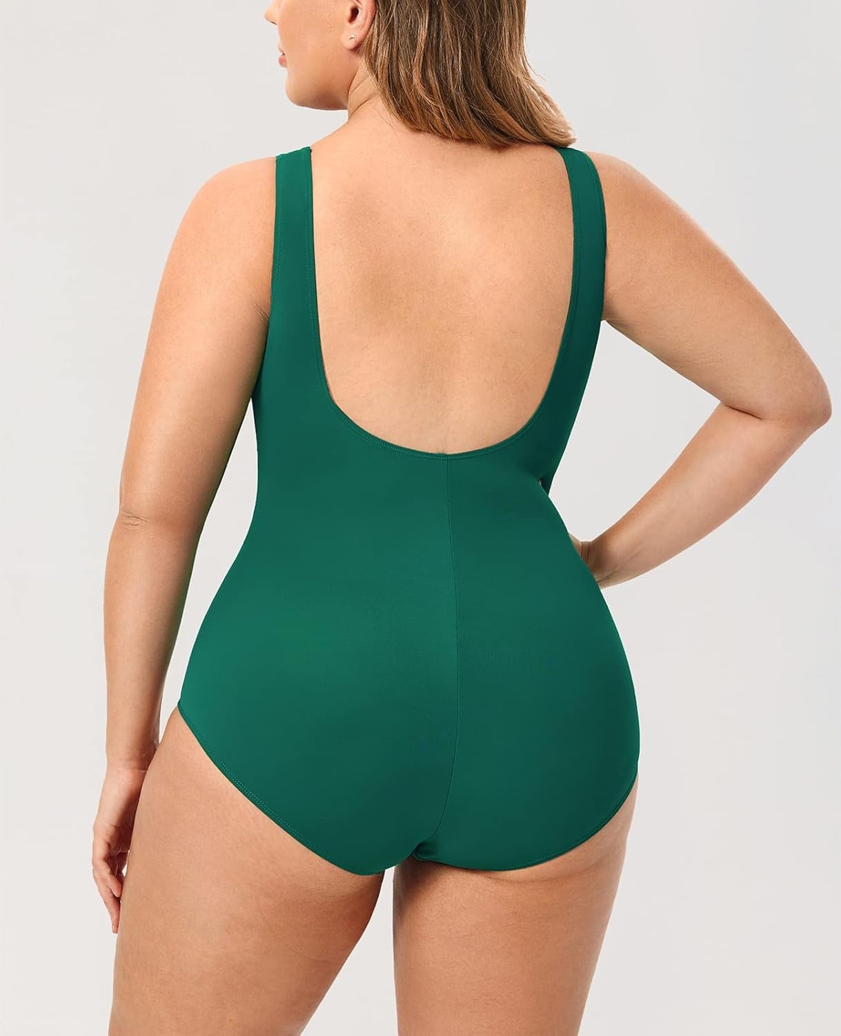 image:imageDELIMIRA Womens Striped One Piece Swimsuit Plus Size Swimwear Modest Bathing SuitsVerdant Green