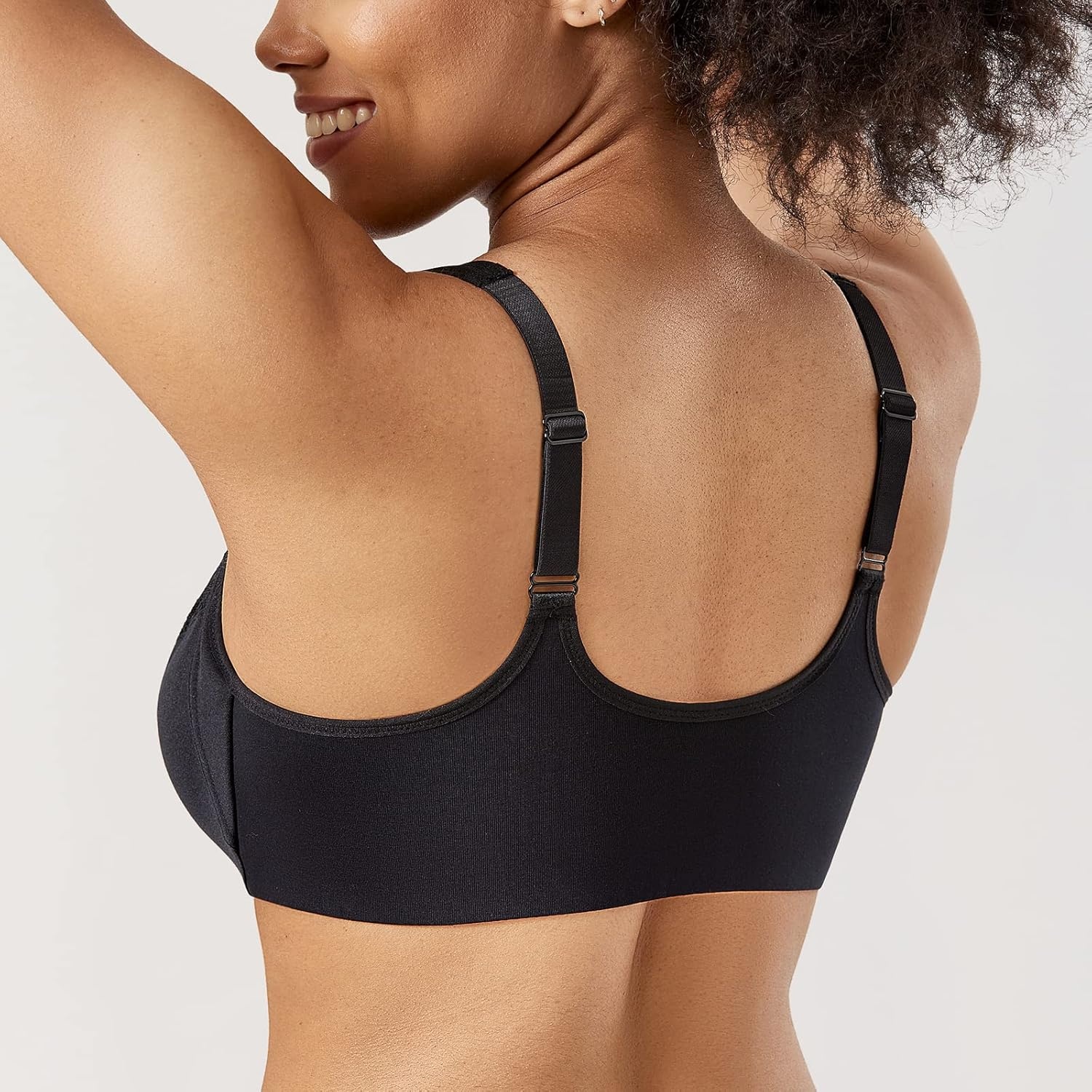 image:imageDELIMIRA Womens Front Closure Bras Plus Size Full Coverage Underwire Unlined Supportive Lace BraBlack
