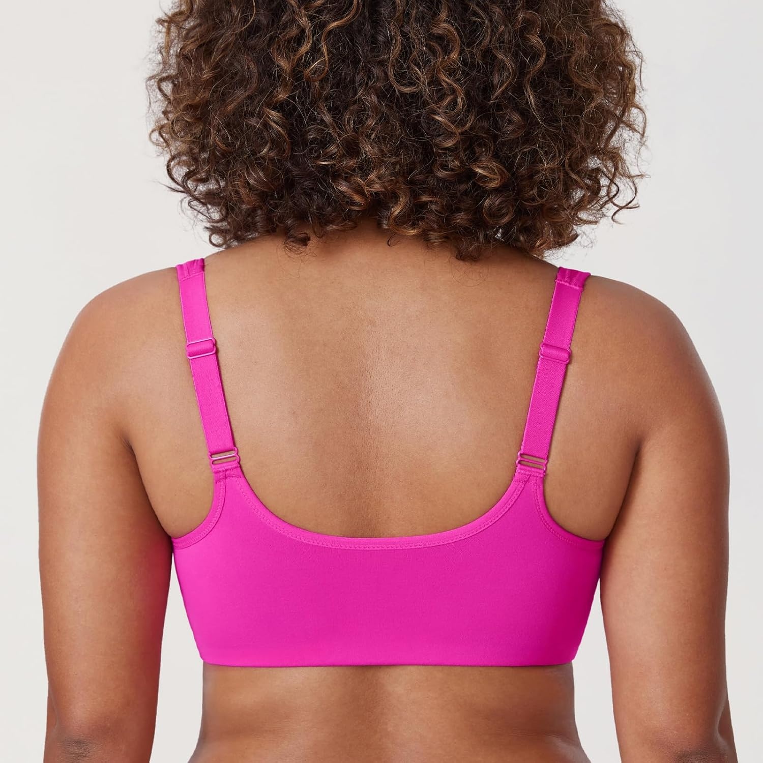 image:imageDELIMIRA Womens Front Closure Bras Plus Size Full Coverage Underwire Unlined Supportive Lace BraGlitter Pink
