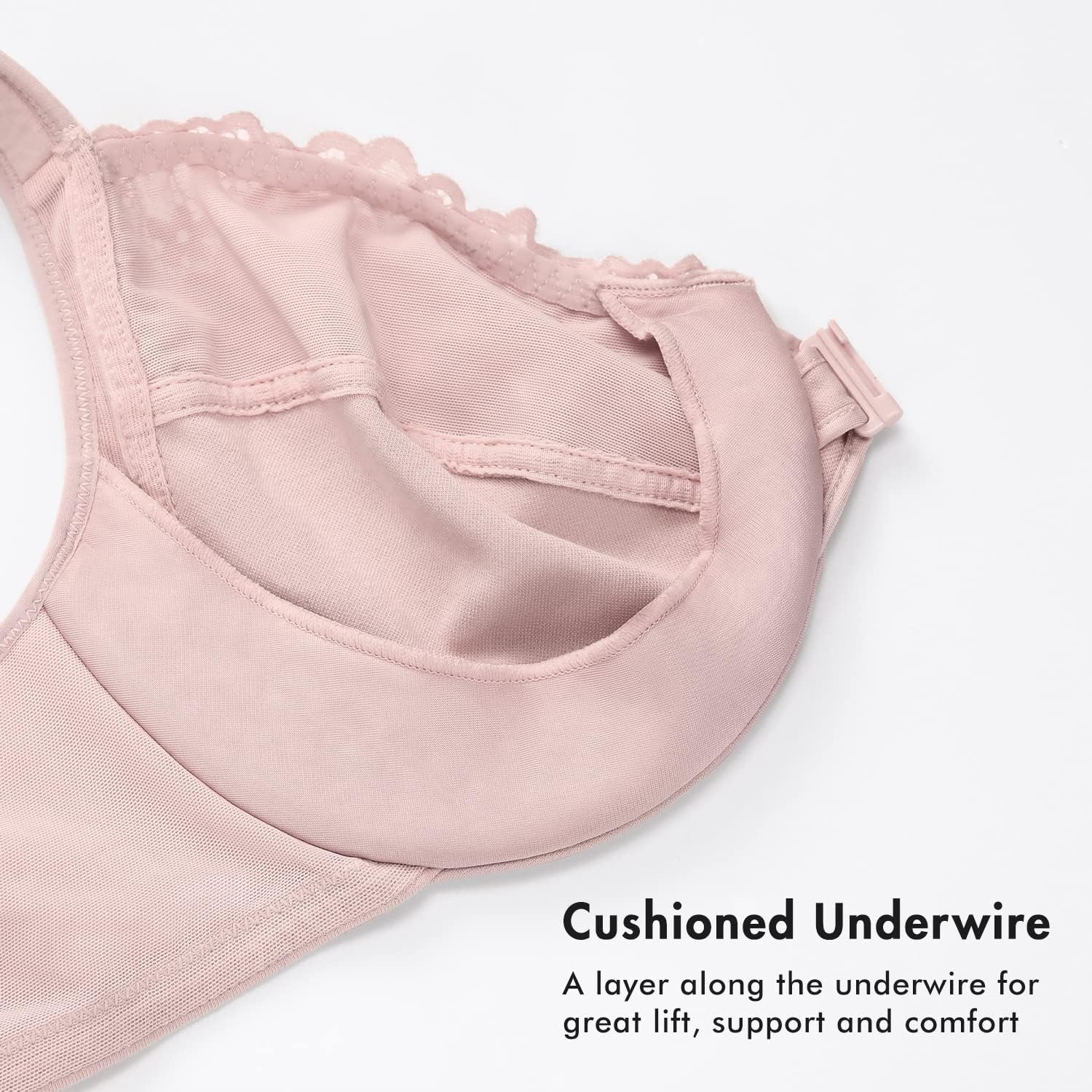 image:imageDELIMIRA Womens Front Closure Bras Plus Size Full Coverage Underwire Unlined Supportive Lace BraRose Smoked