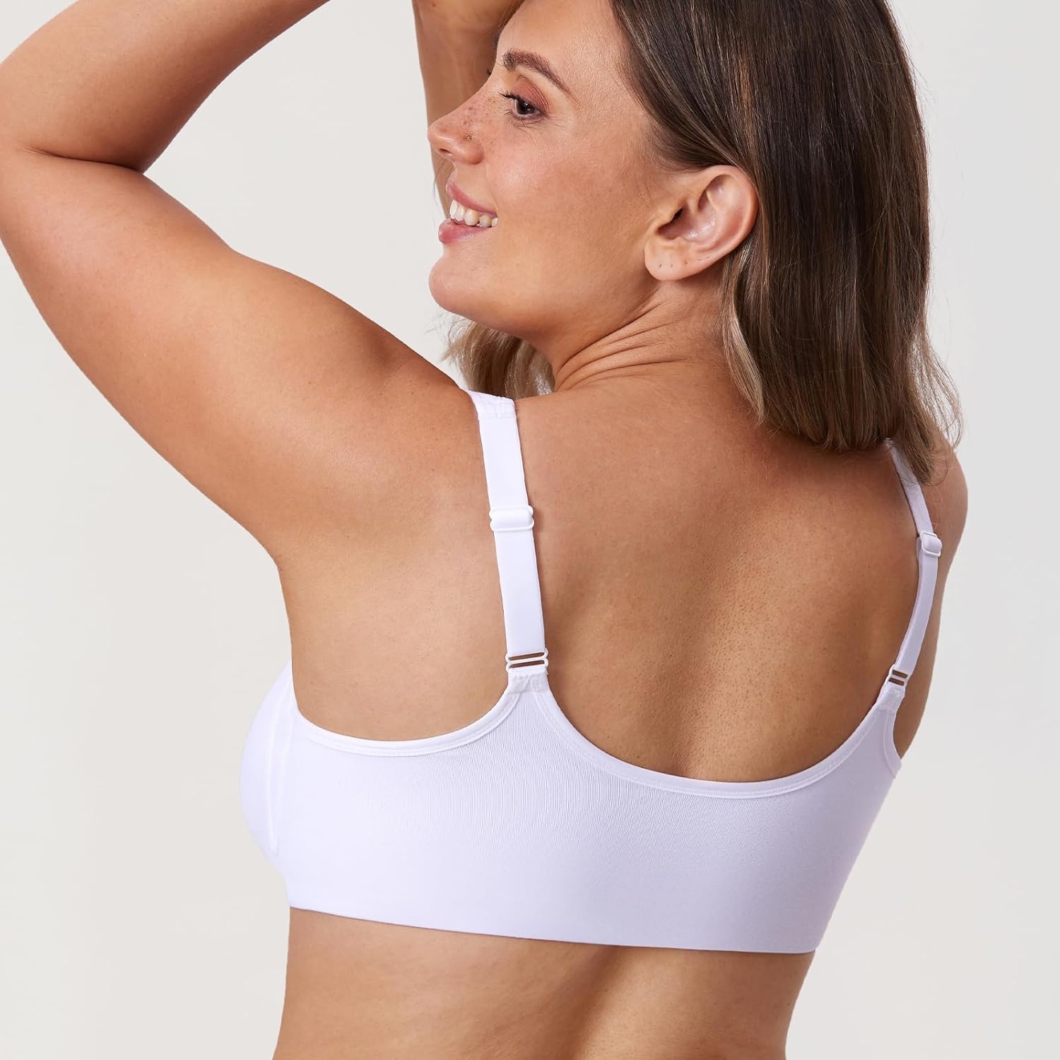 image:imageDELIMIRA Womens Front Closure Bras Plus Size Full Coverage Underwire Unlined Supportive Lace BraWhite