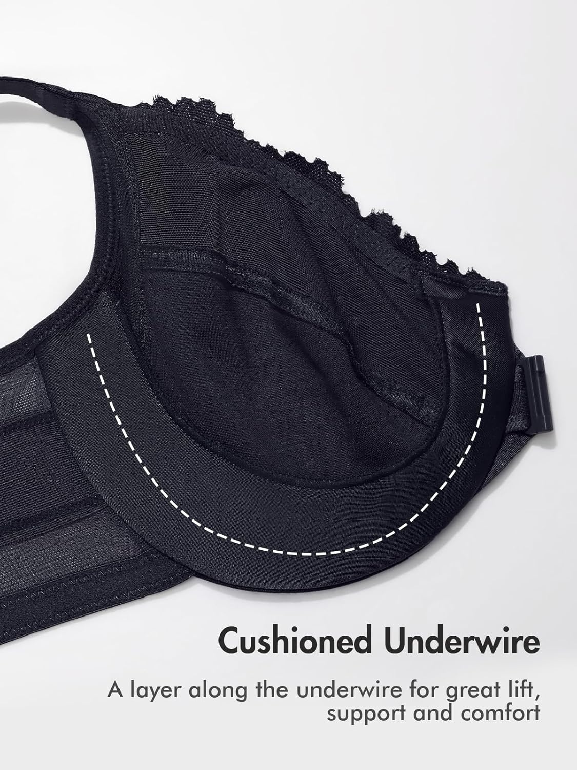image:imageDELIMIRA Womens Front Closure Bras Posture Full Coverage Plus Size Lace Underwire Unlined BraBlack