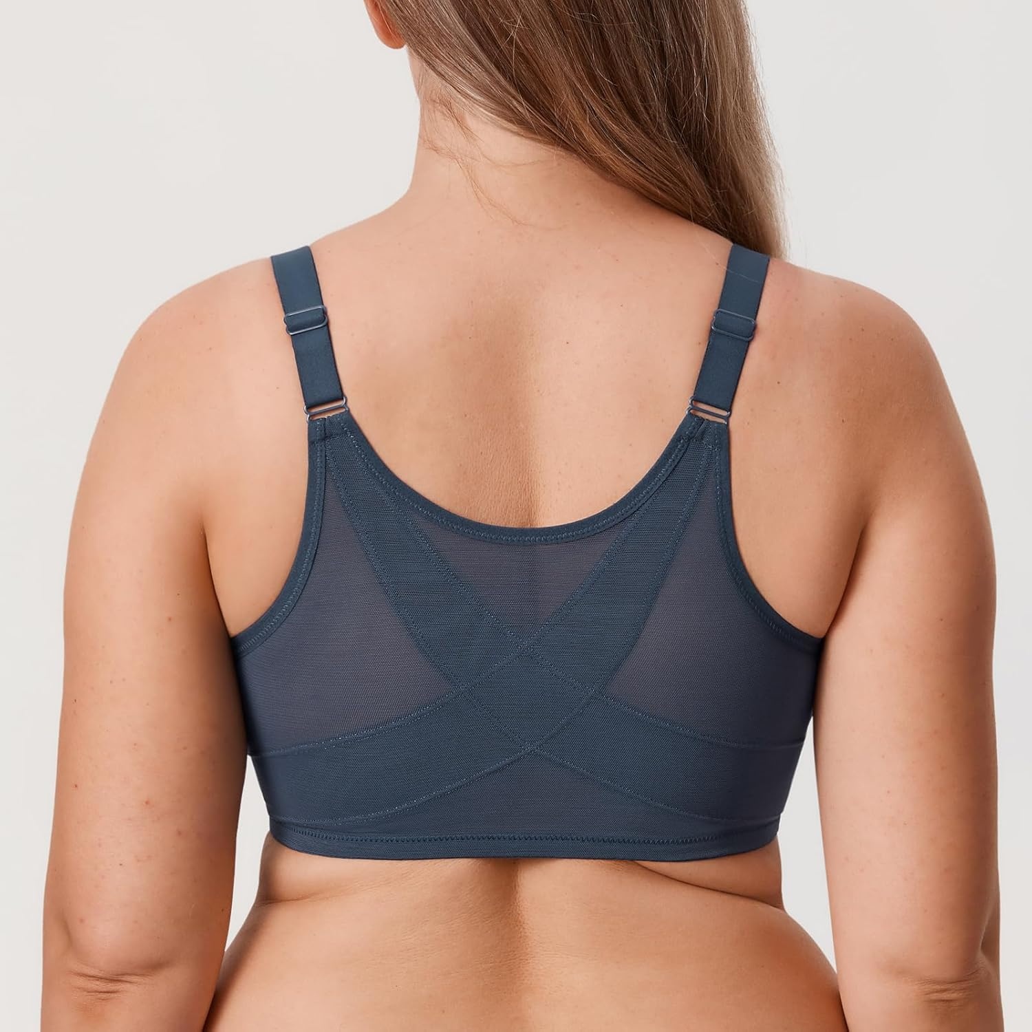 image:imageDELIMIRA Womens Front Closure Bras Posture Full Coverage Plus Size Lace Underwire Unlined BraSargasso