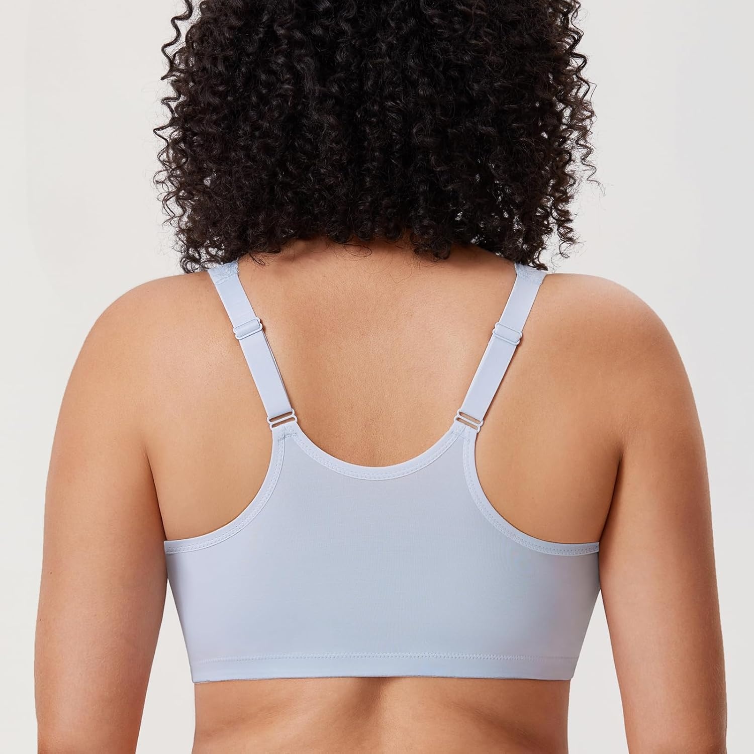 image:imageDELIMIRA Womens Front Closure Bras Racerback No Underwire Plus Size Full Coverage Lace Cotton BraOpal Gray