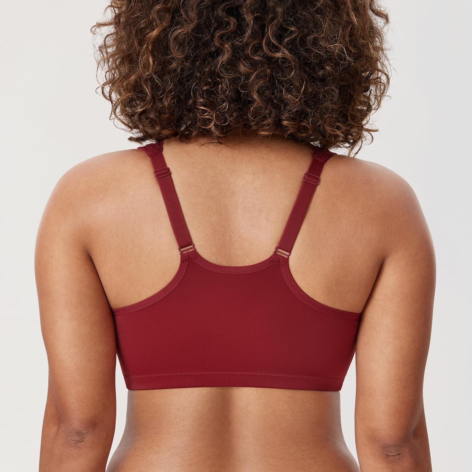 image:imageDELIMIRA Womens Front Closure Bras Racerback No Underwire Plus Size Full Coverage Lace Cotton BraRed Revelry