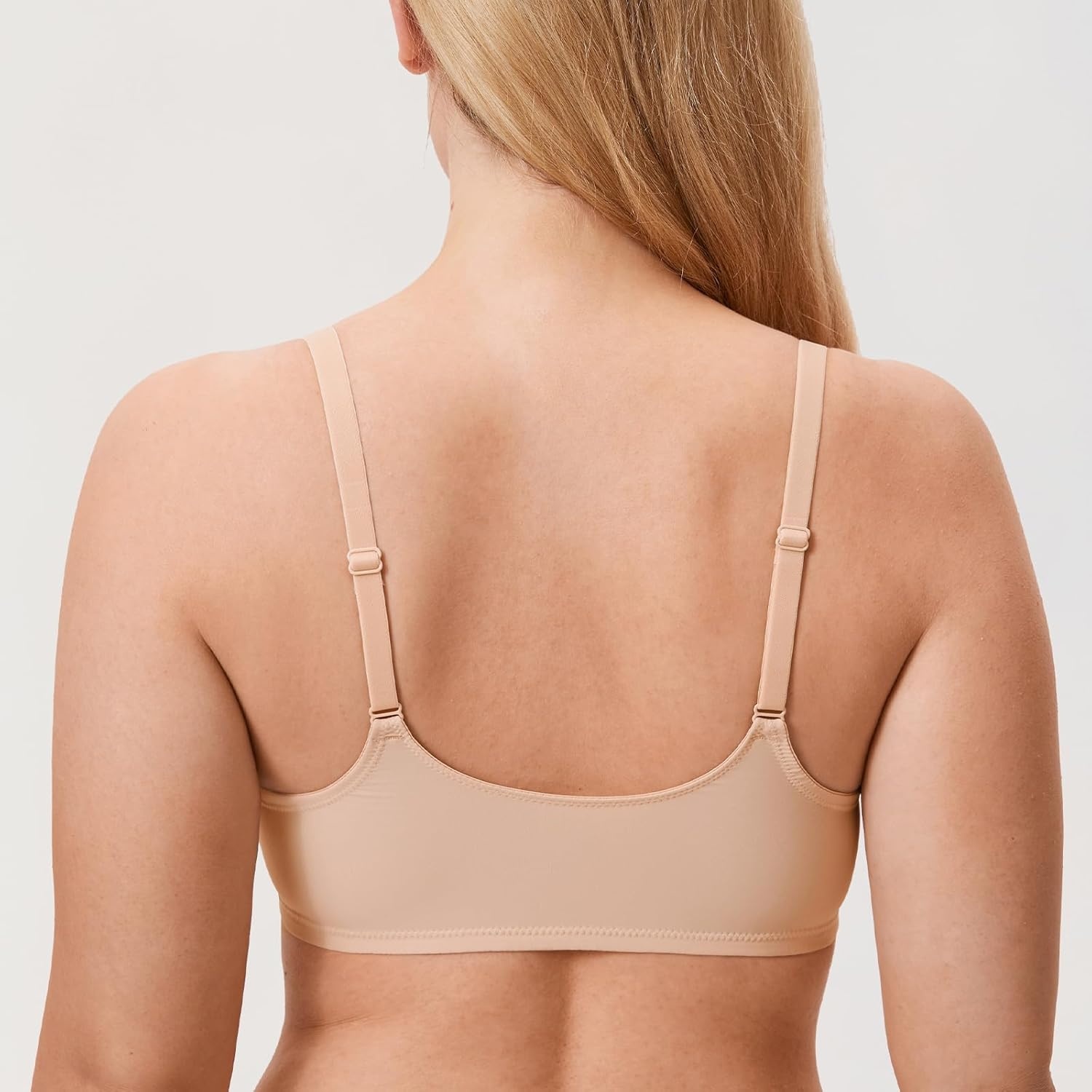 image:imageDELIMIRA Womens Front Closure Bras Seamless Plus Size Plunge Underwire Unlined Comfortable BraBeige