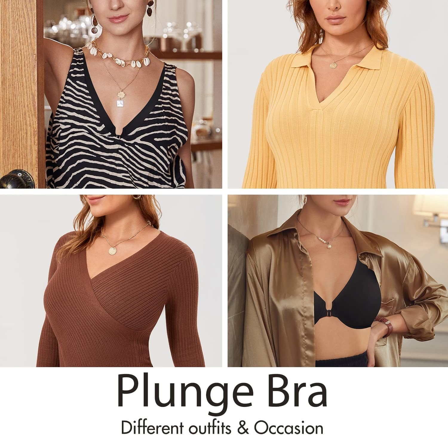 image:imageDELIMIRA Womens Front Closure Bras Seamless Plus Size Plunge Underwire Unlined Comfortable BraBlack
