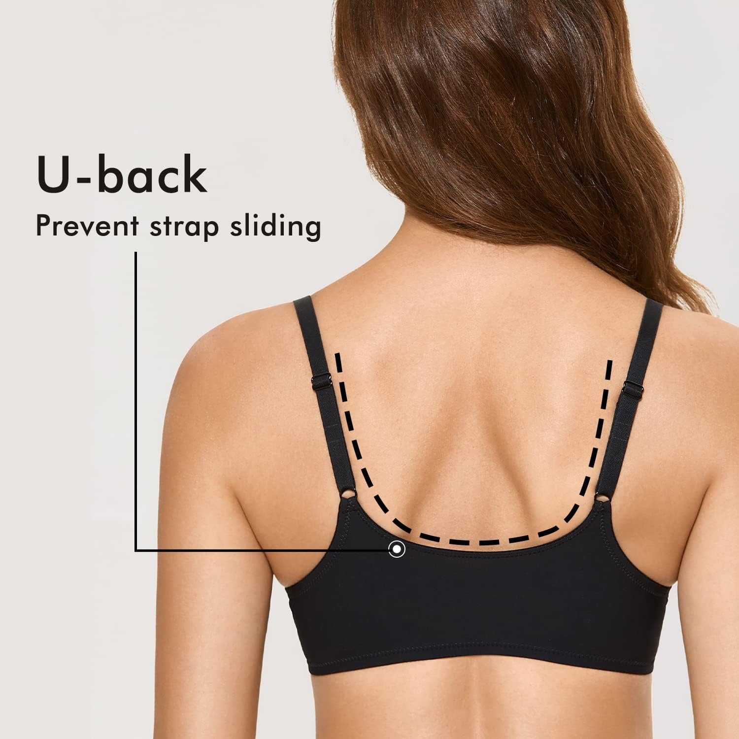 image:imageDELIMIRA Womens Front Closure Bras Seamless Plus Size Plunge Underwire Unlined Comfortable BraBlack