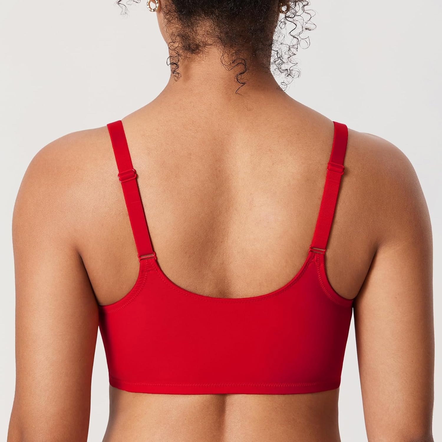 image:imageDELIMIRA Womens Front Closure Bras Seamless Plus Size Plunge Underwire Unlined Comfortable BraLipstick Red