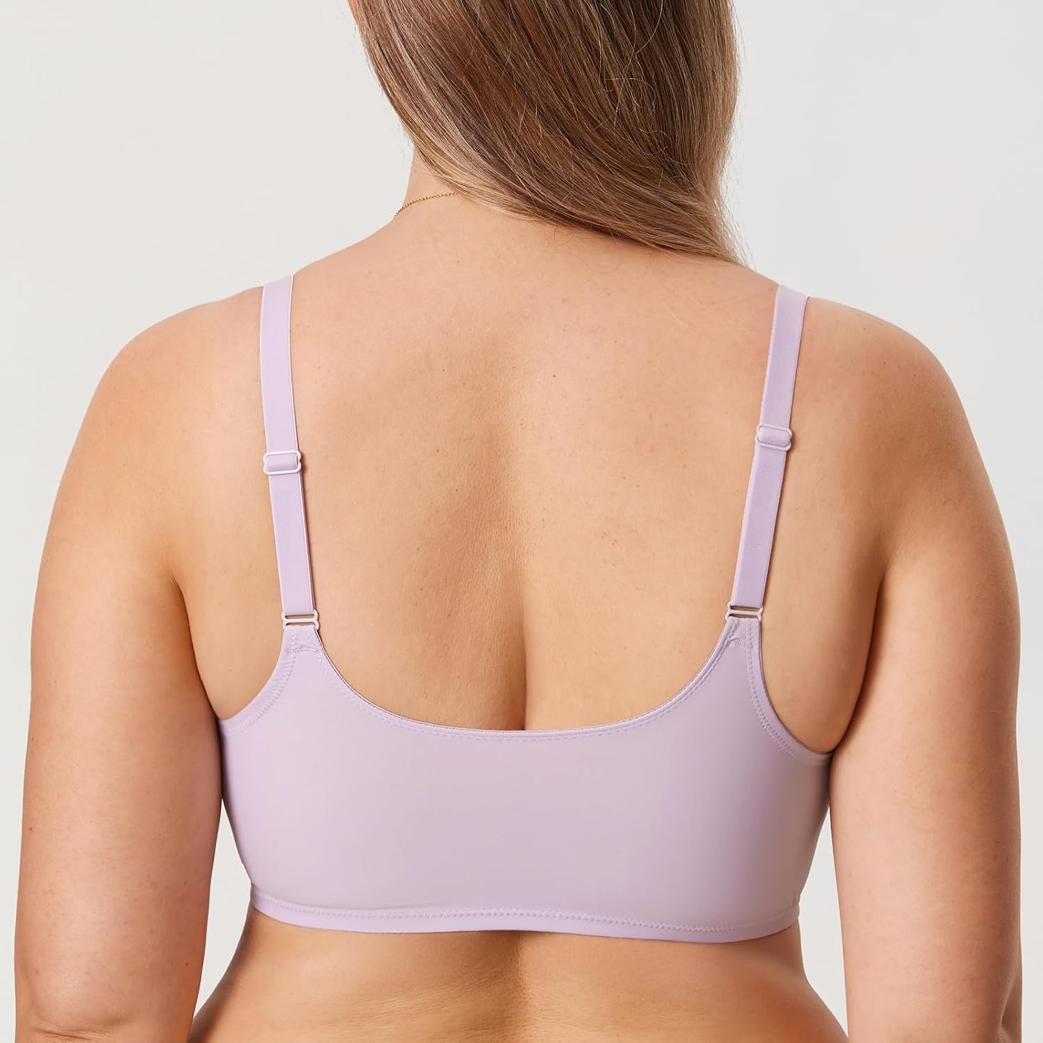 image:imageDELIMIRA Womens Front Closure Bras Seamless Plus Size Plunge Underwire Unlined Comfortable BraOrchid Hush