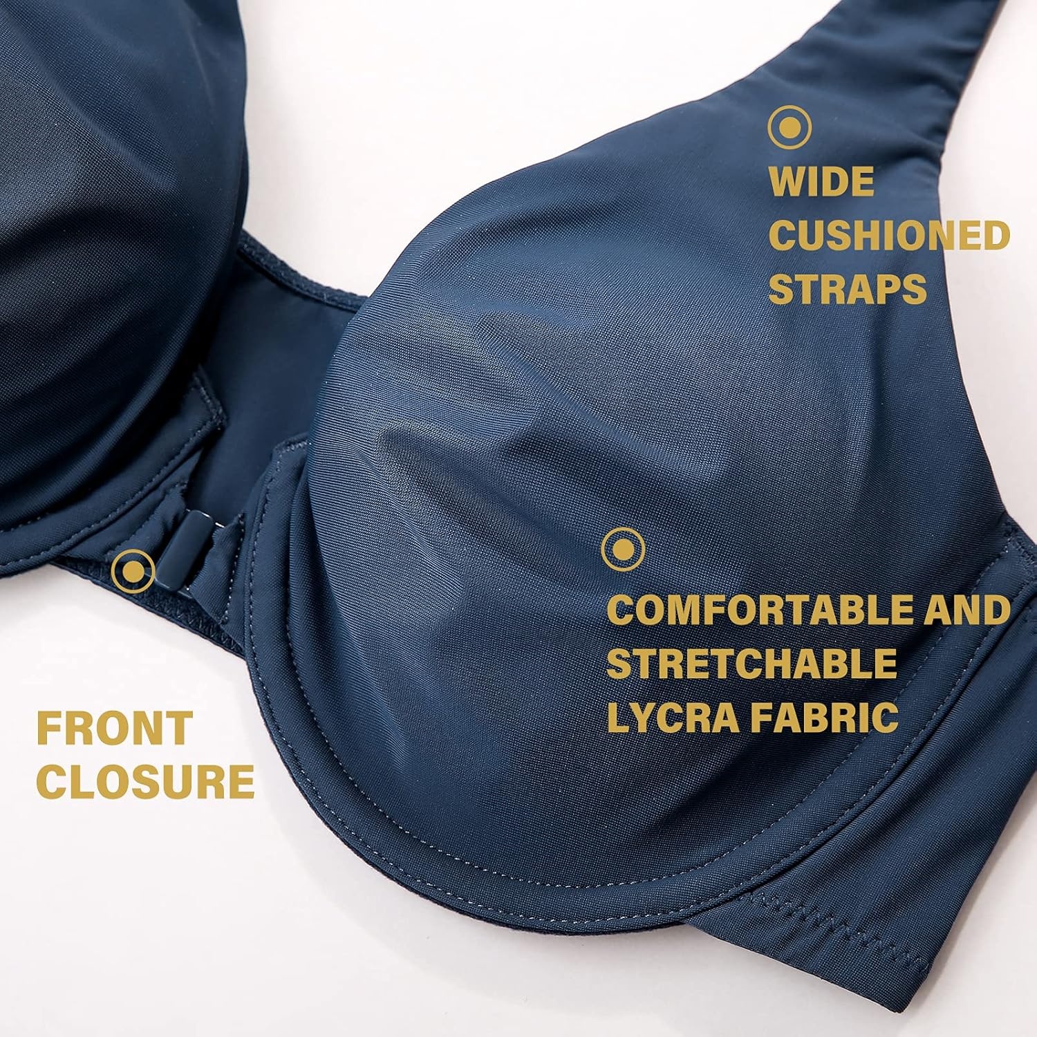 image:imageDELIMIRA Womens Front Closure Bras Seamless Plus Size Plunge Underwire Unlined Comfortable BraSargasso