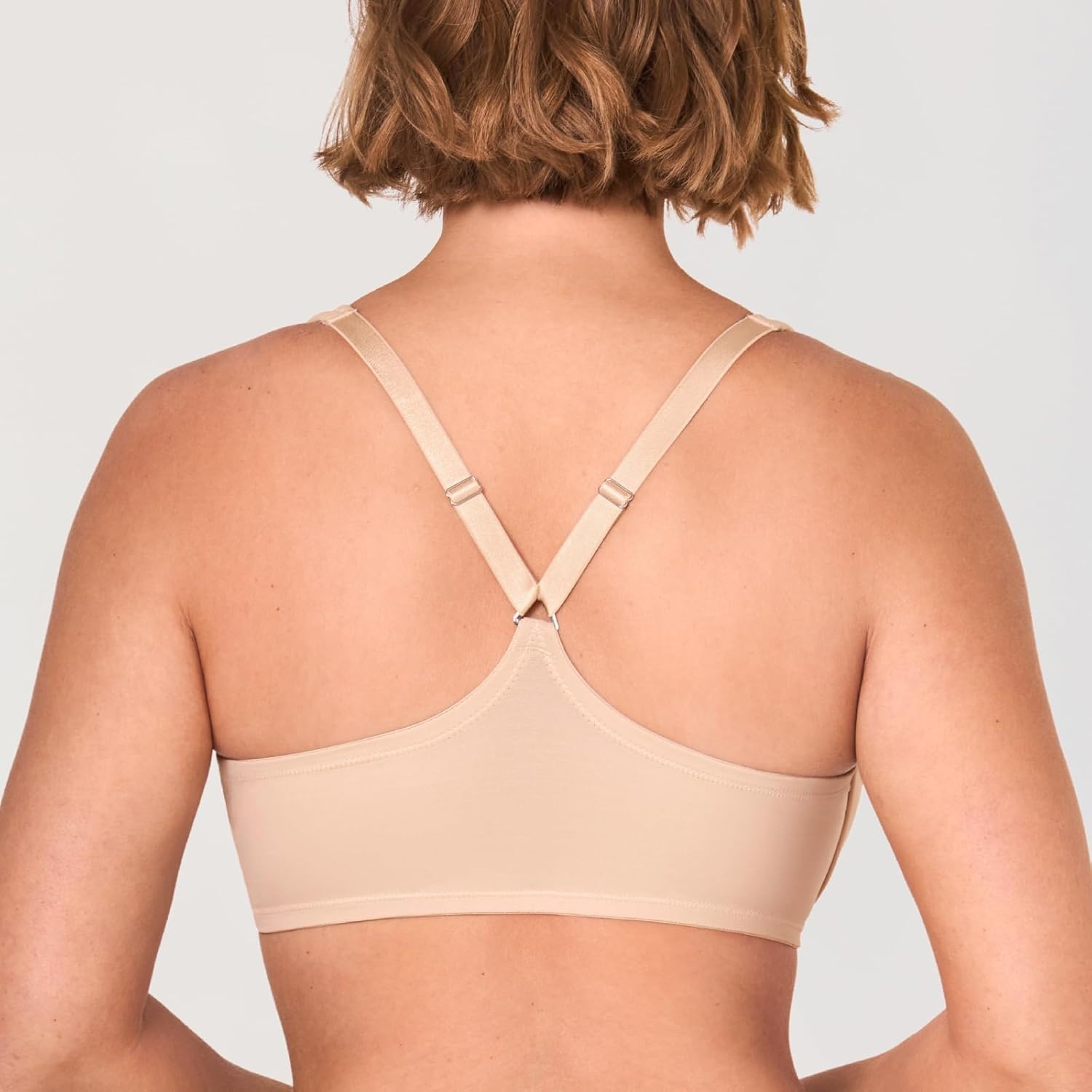 image:imageDELIMIRA Womens Front Closure Full Coverage Bras Plus Size Underwire Racerback Supportive Plunge Unlined BraBeige