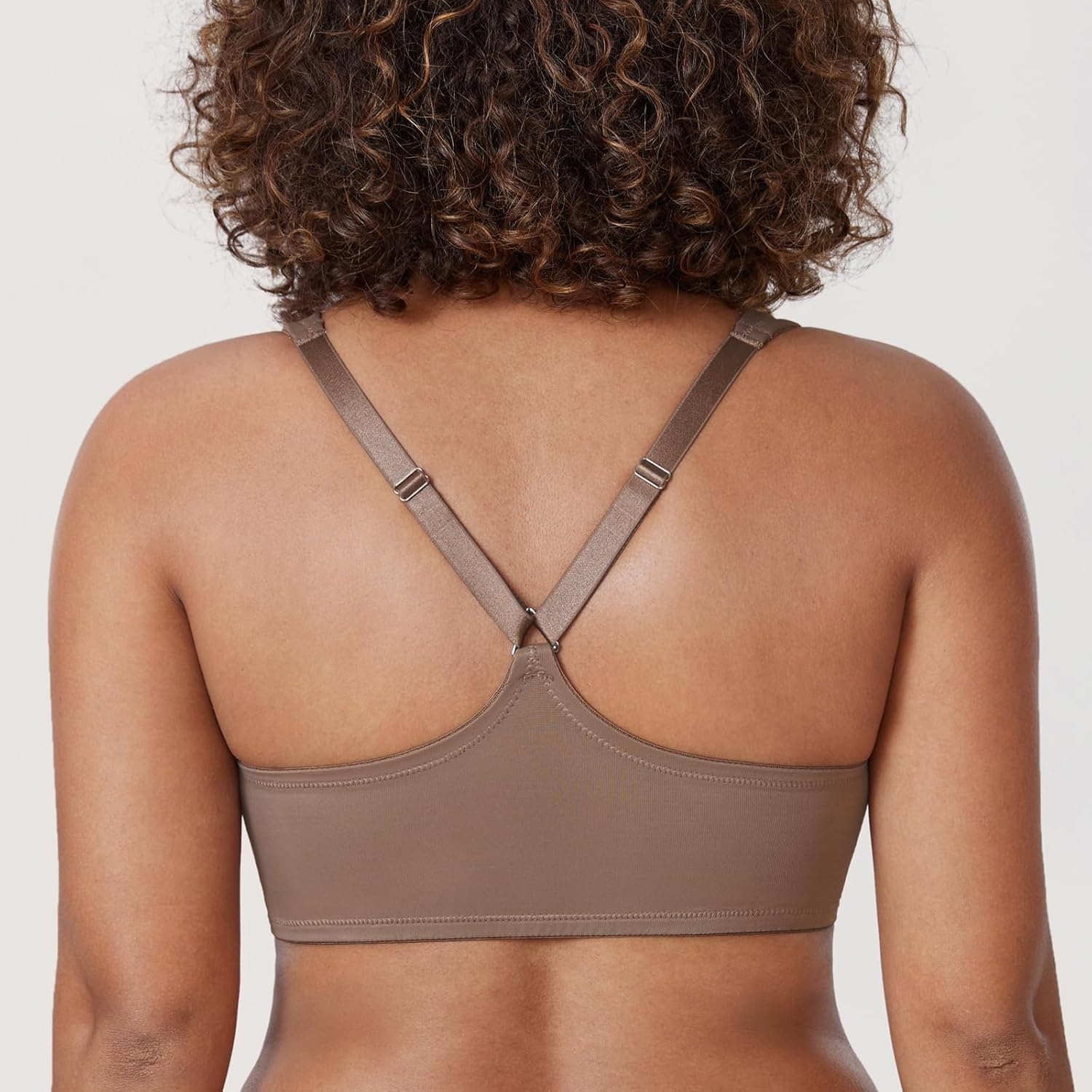 image:imageDELIMIRA Womens Front Closure Full Coverage Bras Plus Size Underwire Racerback Supportive Plunge Unlined BraBrown Purple