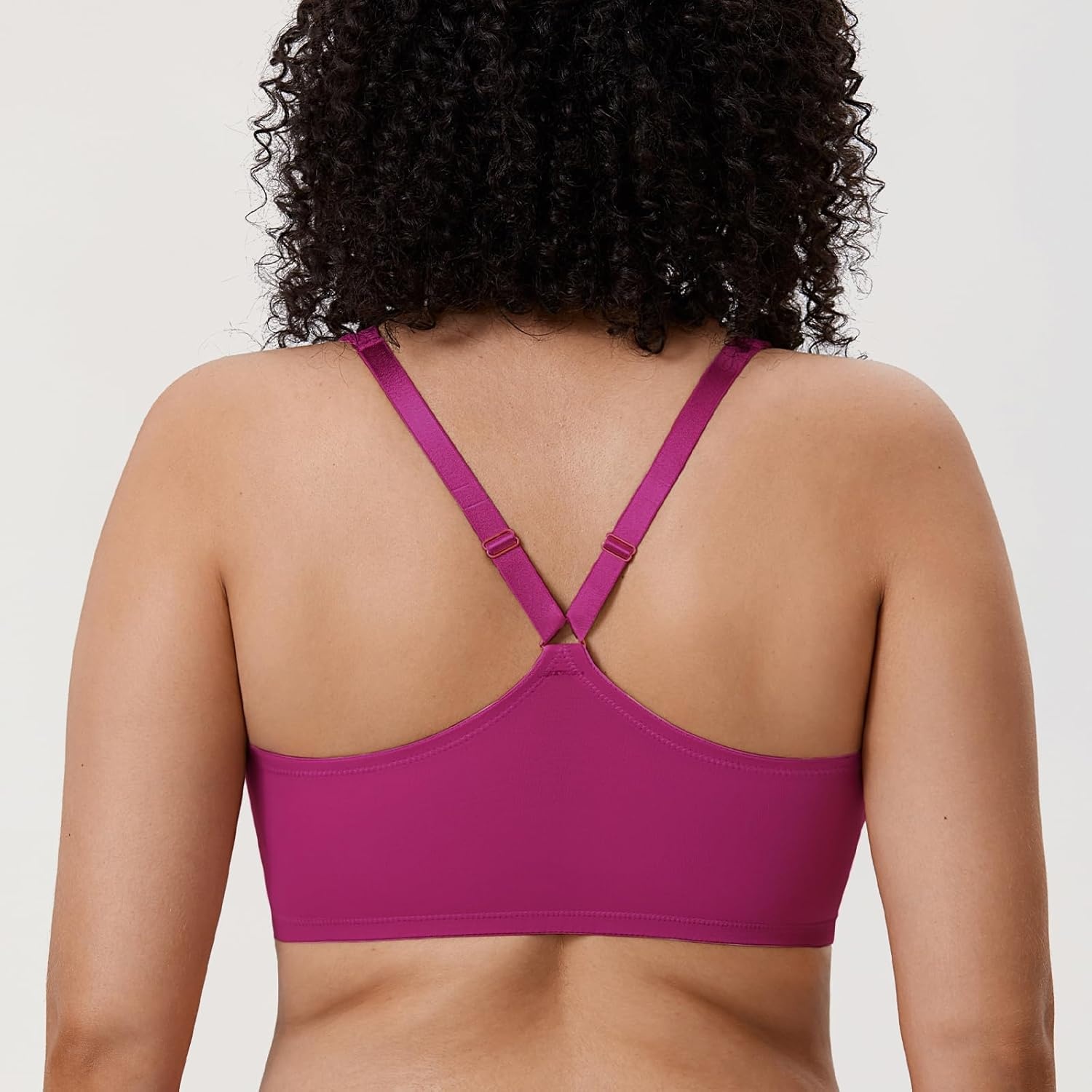 image:imageDELIMIRA Womens Front Closure Full Coverage Bras Plus Size Underwire Racerback Supportive Plunge Unlined BraMagenta Purple