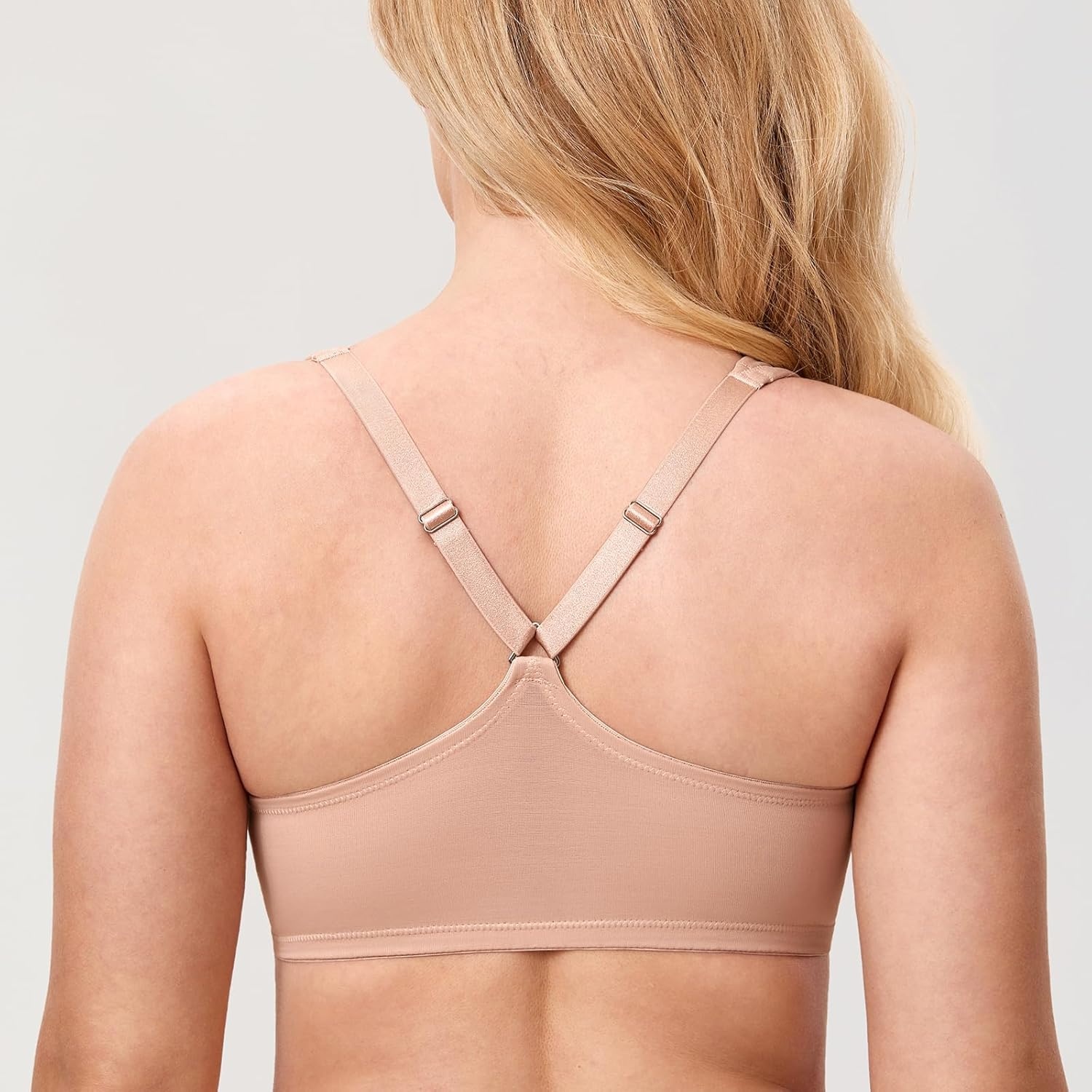 image:imageDELIMIRA Womens Front Closure Full Coverage Bras Plus Size Underwire Racerback Supportive Plunge Unlined BraOatmeal Heather
