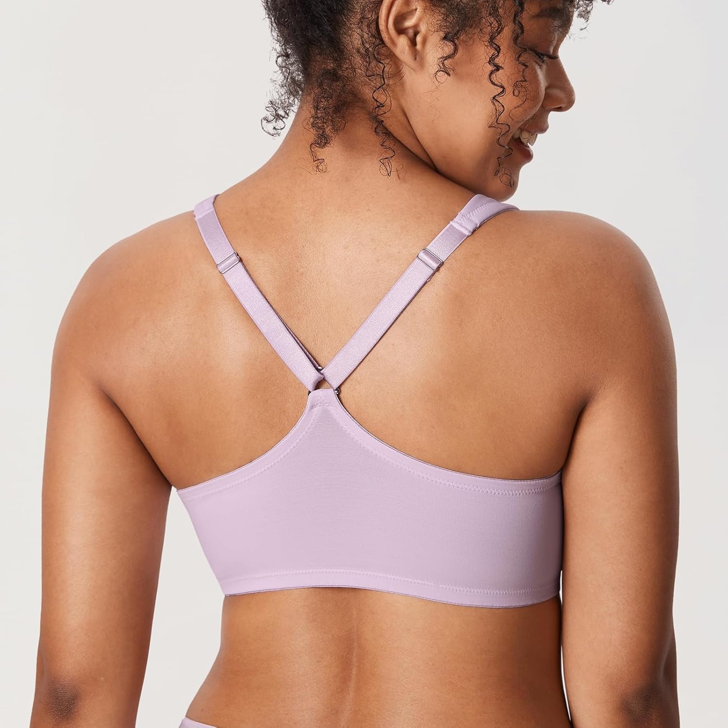 image:imageDELIMIRA Womens Front Closure Full Coverage Bras Plus Size Underwire Racerback Supportive Plunge Unlined BraOrchid Hush