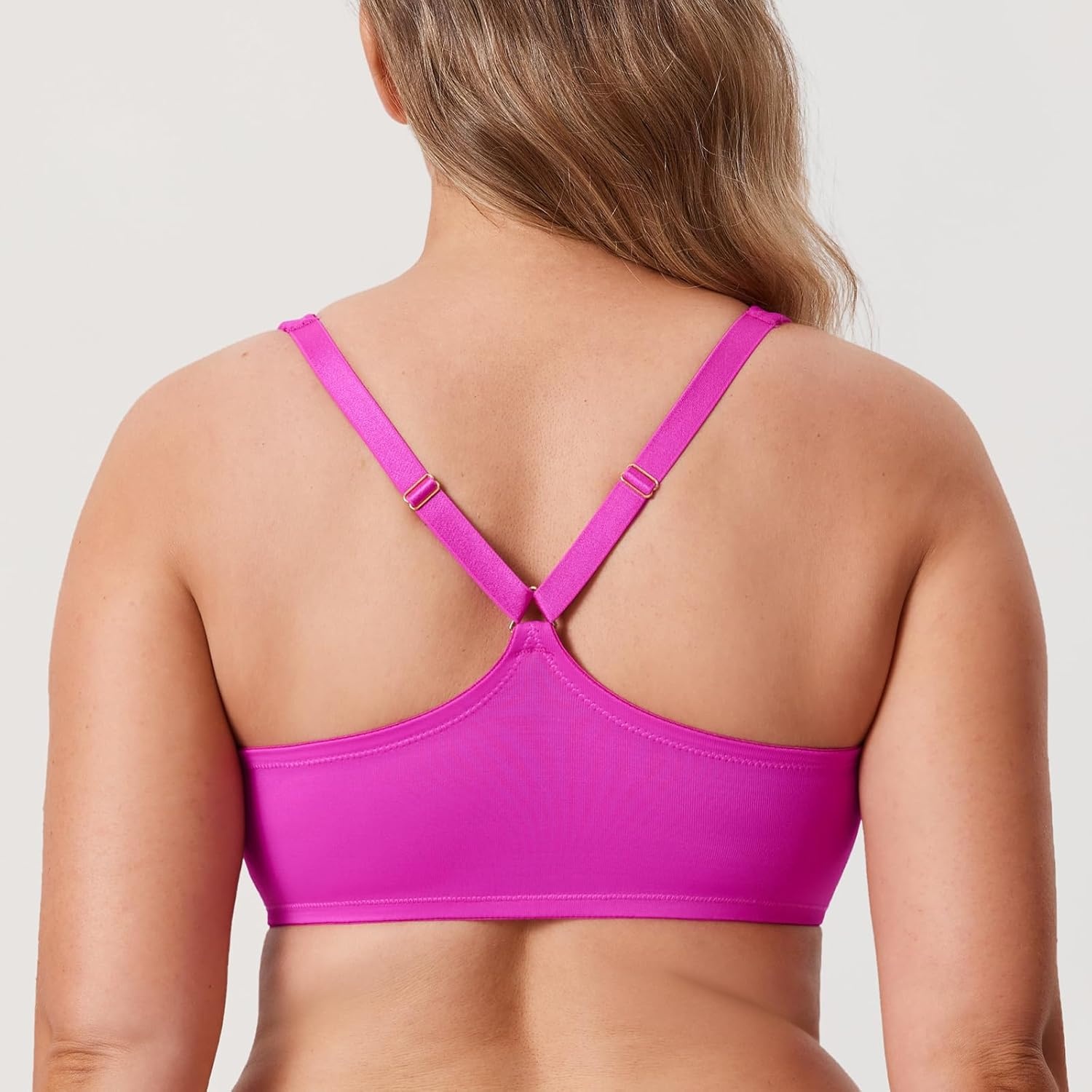image:imageDELIMIRA Womens Front Closure Full Coverage Bras Plus Size Underwire Racerback Supportive Plunge Unlined BraRose Purple