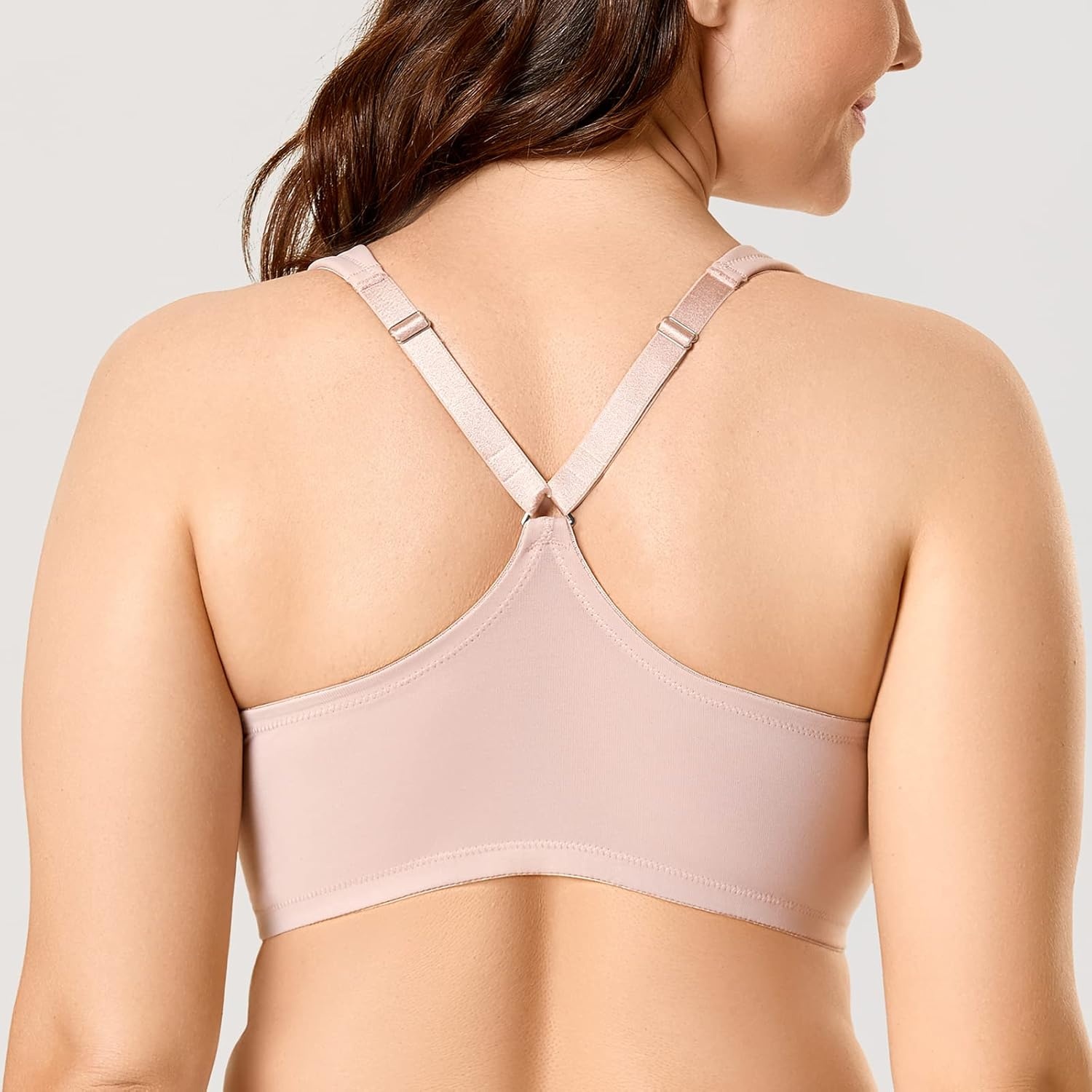 image:imageDELIMIRA Womens Front Closure Full Coverage Bras Plus Size Underwire Racerback Supportive Plunge Unlined BraRose Smoked