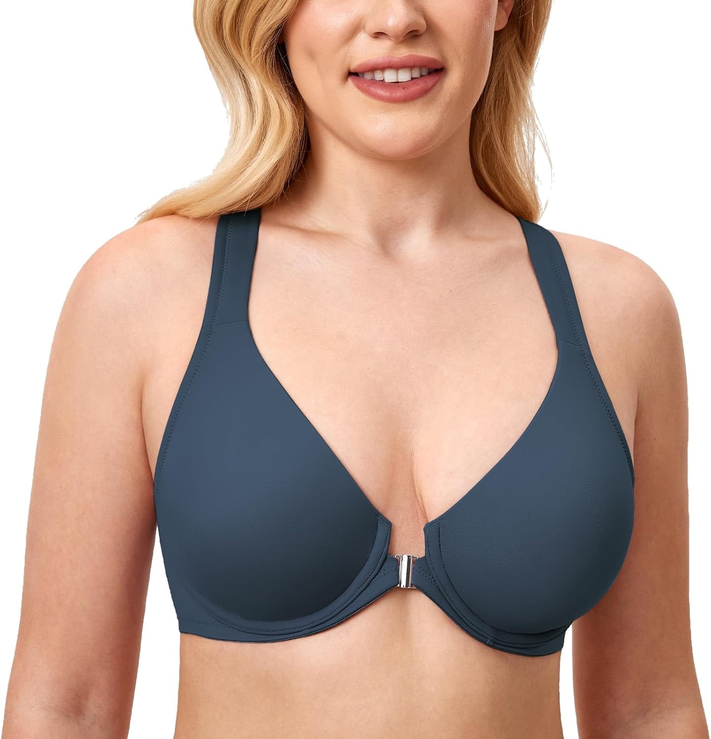 image:imageDELIMIRA Womens Front Closure Full Coverage Bras Plus Size Underwire Racerback Supportive Plunge Unlined BraSargasso