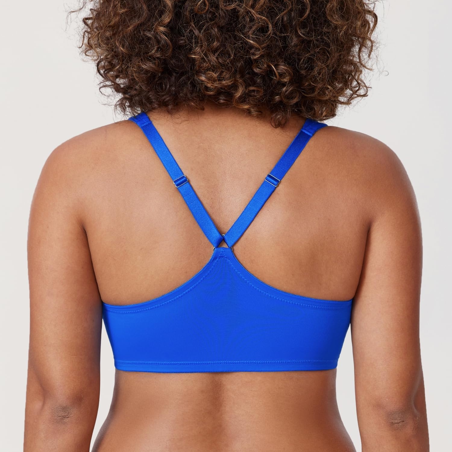 image:imageDELIMIRA Womens Front Closure Full Coverage Bras Plus Size Underwire Racerback Supportive Plunge Unlined BraSparkle Blue
