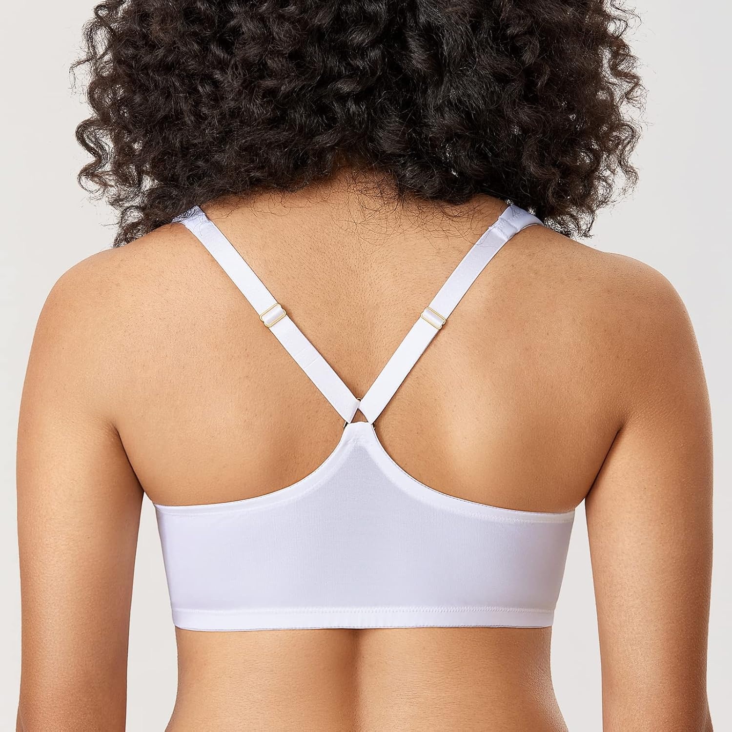 image:imageDELIMIRA Womens Front Closure Full Coverage Bras Plus Size Underwire Racerback Supportive Plunge Unlined BraWhite