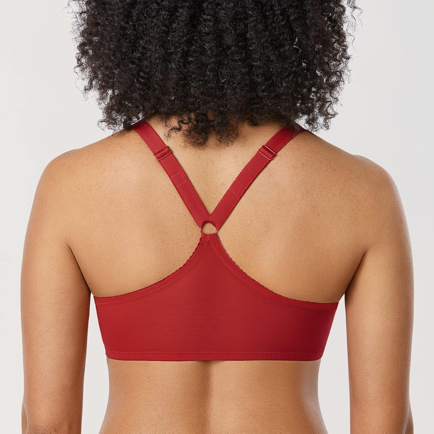 image:imageDELIMIRA Womens Front Closure Plus Size Full Coverage Lace Underwire Racerback BraDark Red